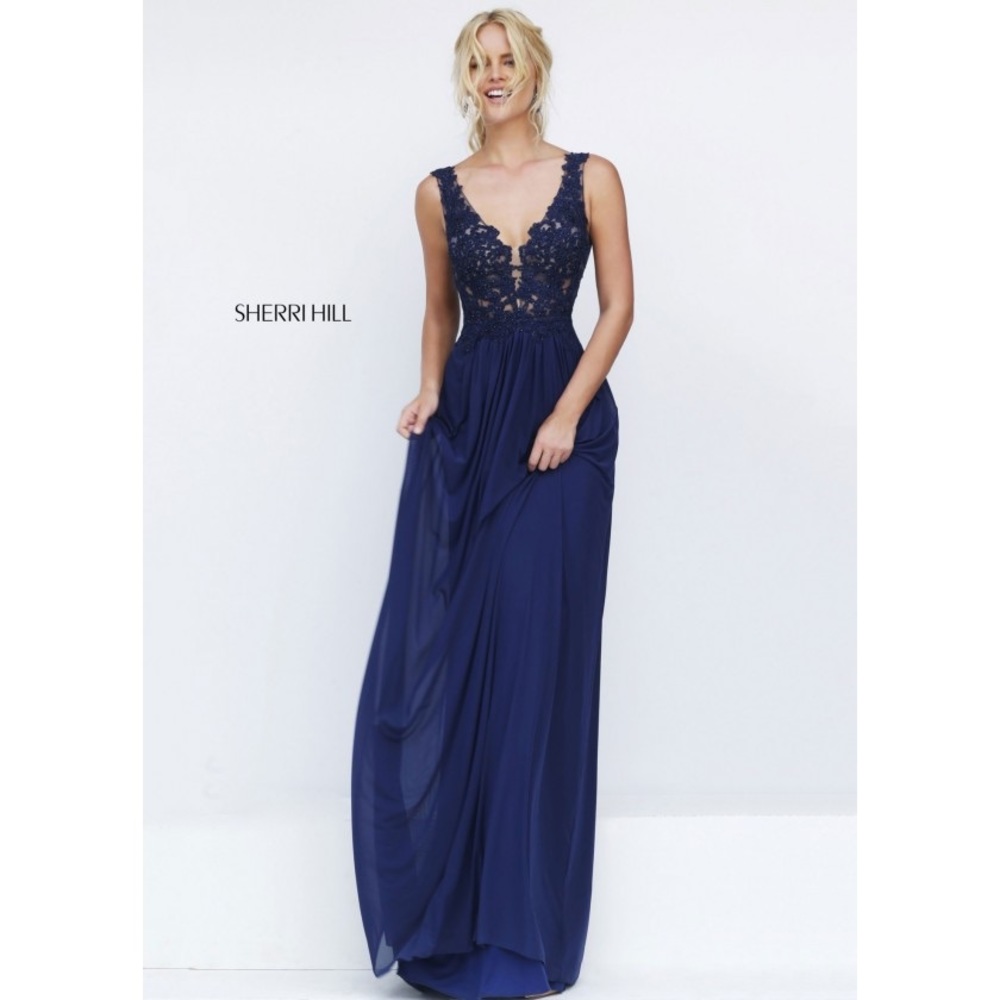 Sherri Hill Prom Dress Size 00 Navy Blue